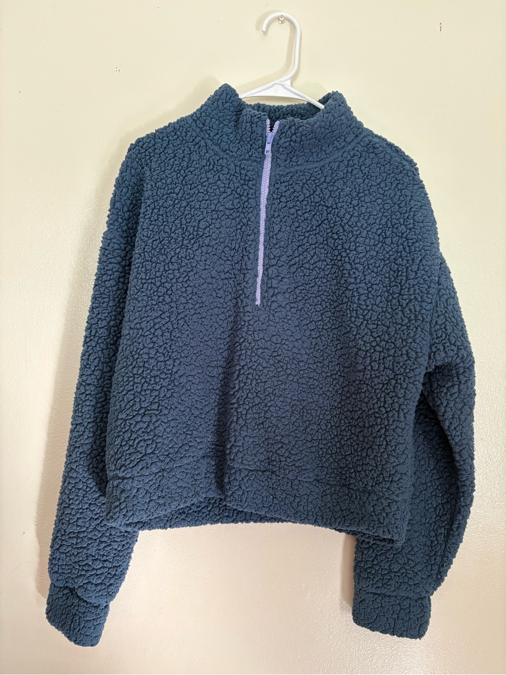 Wild Fable Sherpa Quarter Zip Pullover Sweater Blue Large